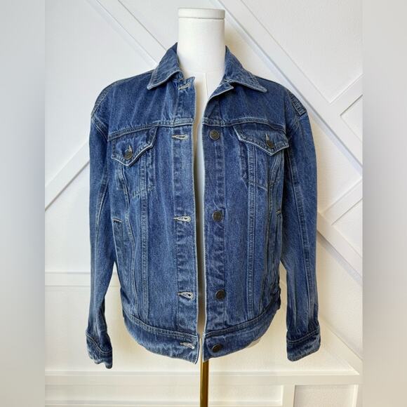 Walter Baker Shawna Dark Denim Jean Jacket Oversized Size XS - Picture 2 of 12